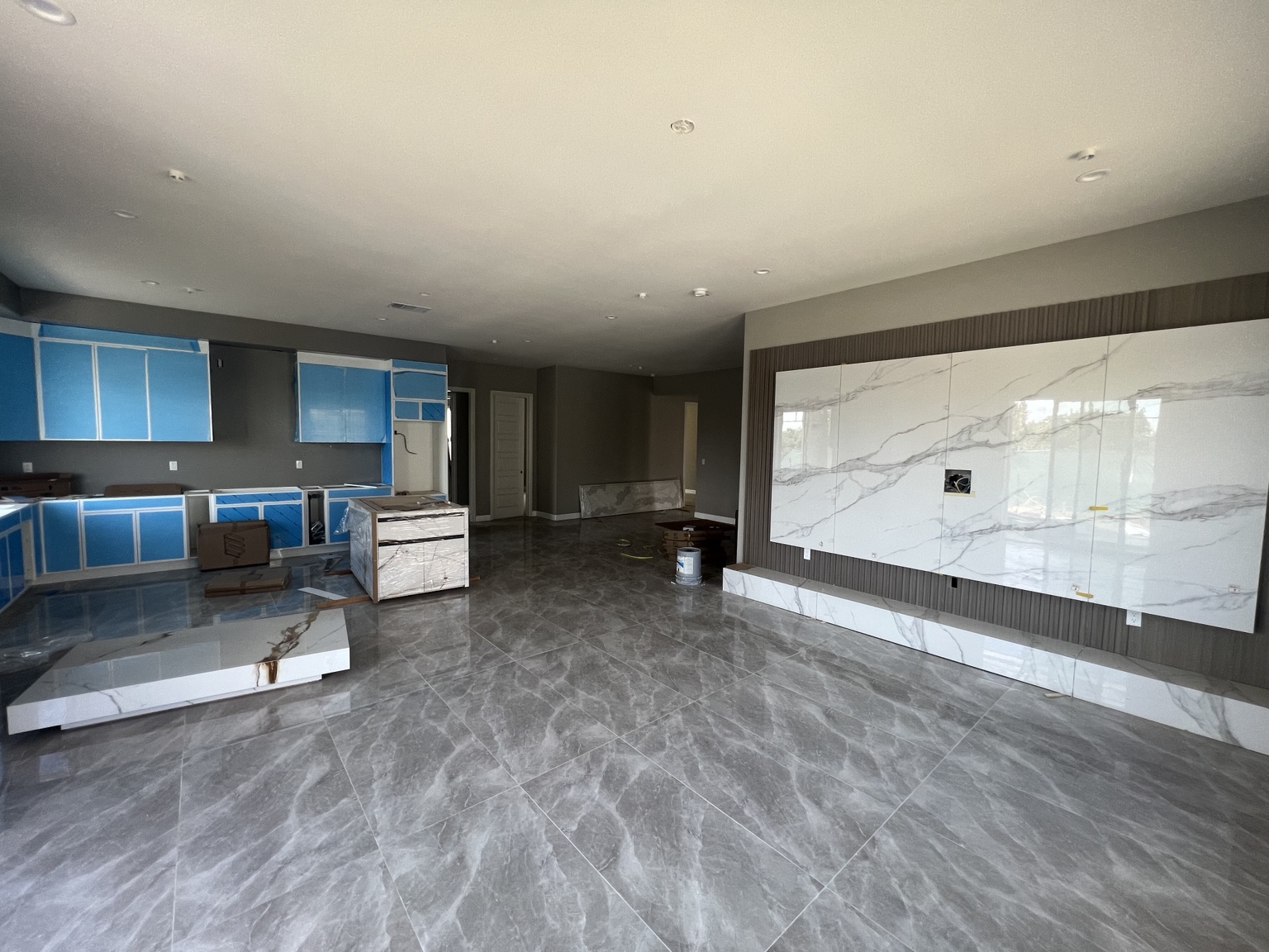 Cabinetry and feature wall installation